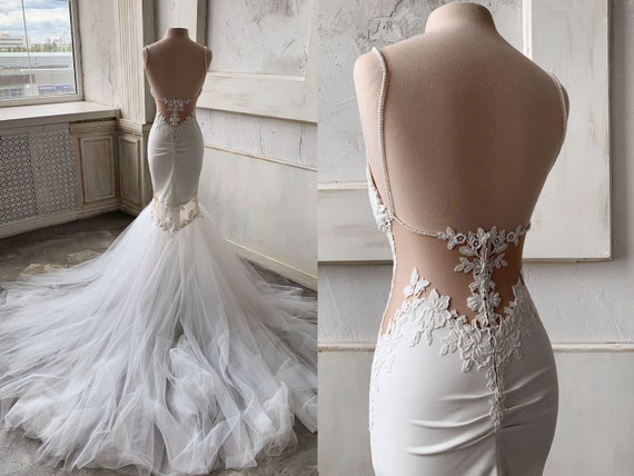 slinky lace wedding dress