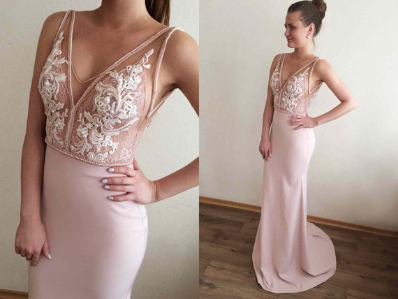 pink blush formal dress