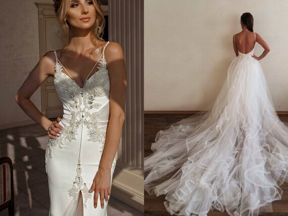 wedding dresses with removable tail