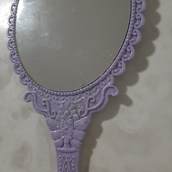 Vintage style handheld mirrors, hand crafted mirror, glitter mirror, vintage mirror, handheld glitter mirror, vintage style, girl's mirror