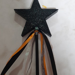 Handmade wooden star ribbon wands, girls glitter wands, star wands, wooden star wands, ribbon wands, handmade wands, Halloween accessories