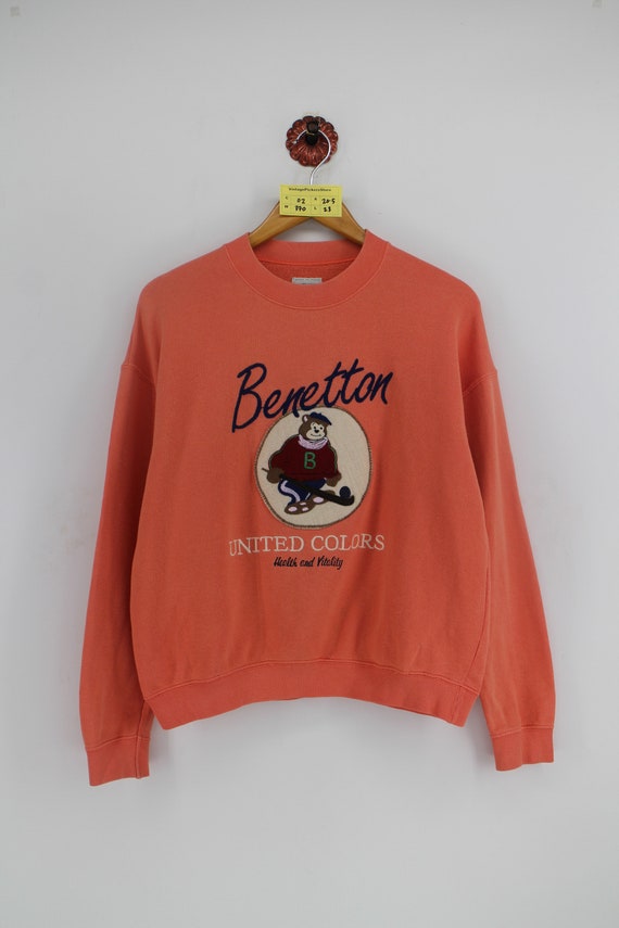 Vtg BENETTON Crewneck Sweatshirt Spell Out Trui Pullover Kleding Dameskleding Hoodies & Sweatshirts Sweatshirts 