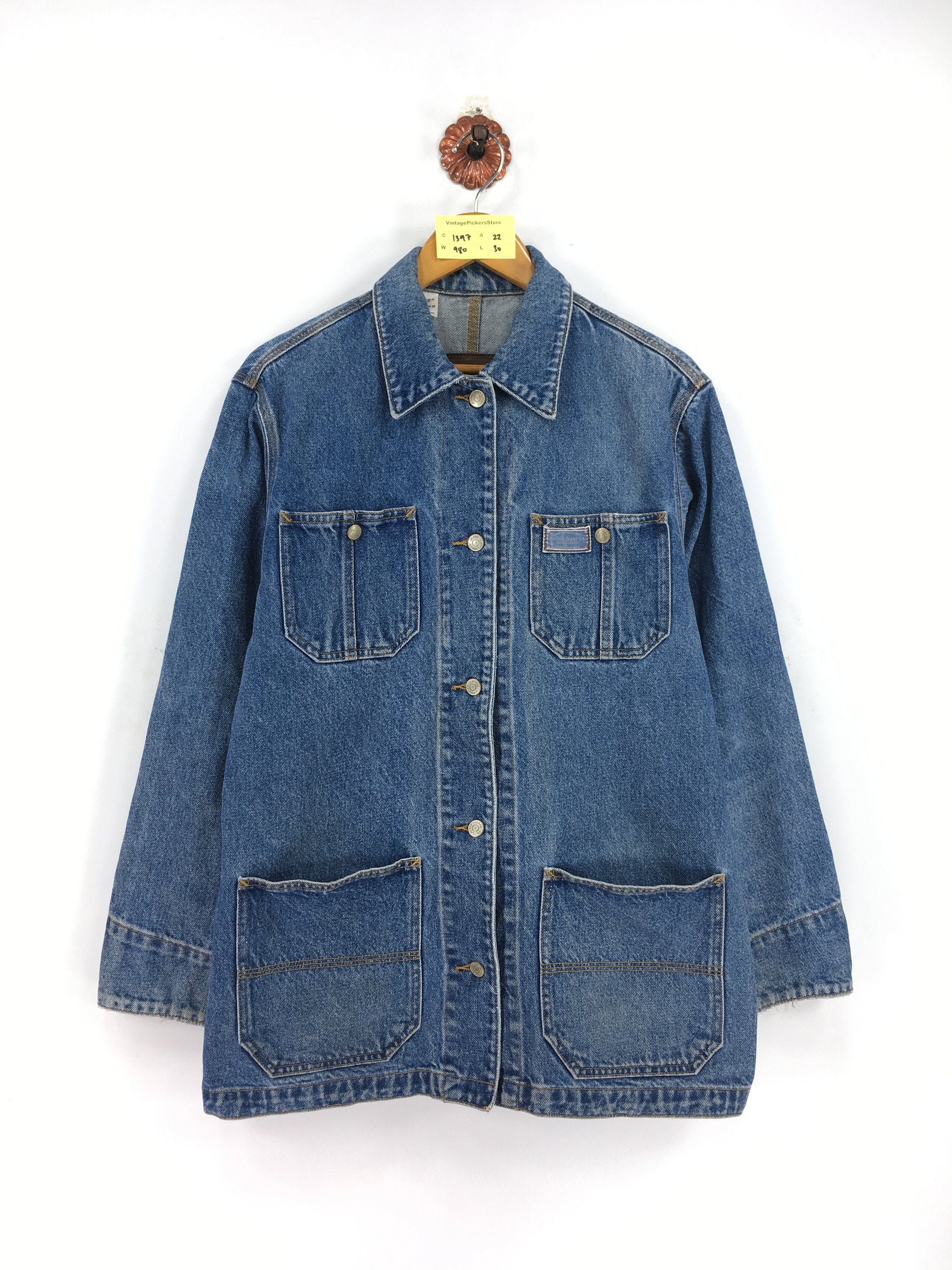 Kleding Gender-neutrale kleding volwassenen Jacks en jassen Jas van Osh Kosh maat groot Vintage jaren 1980 Denim Jacket 