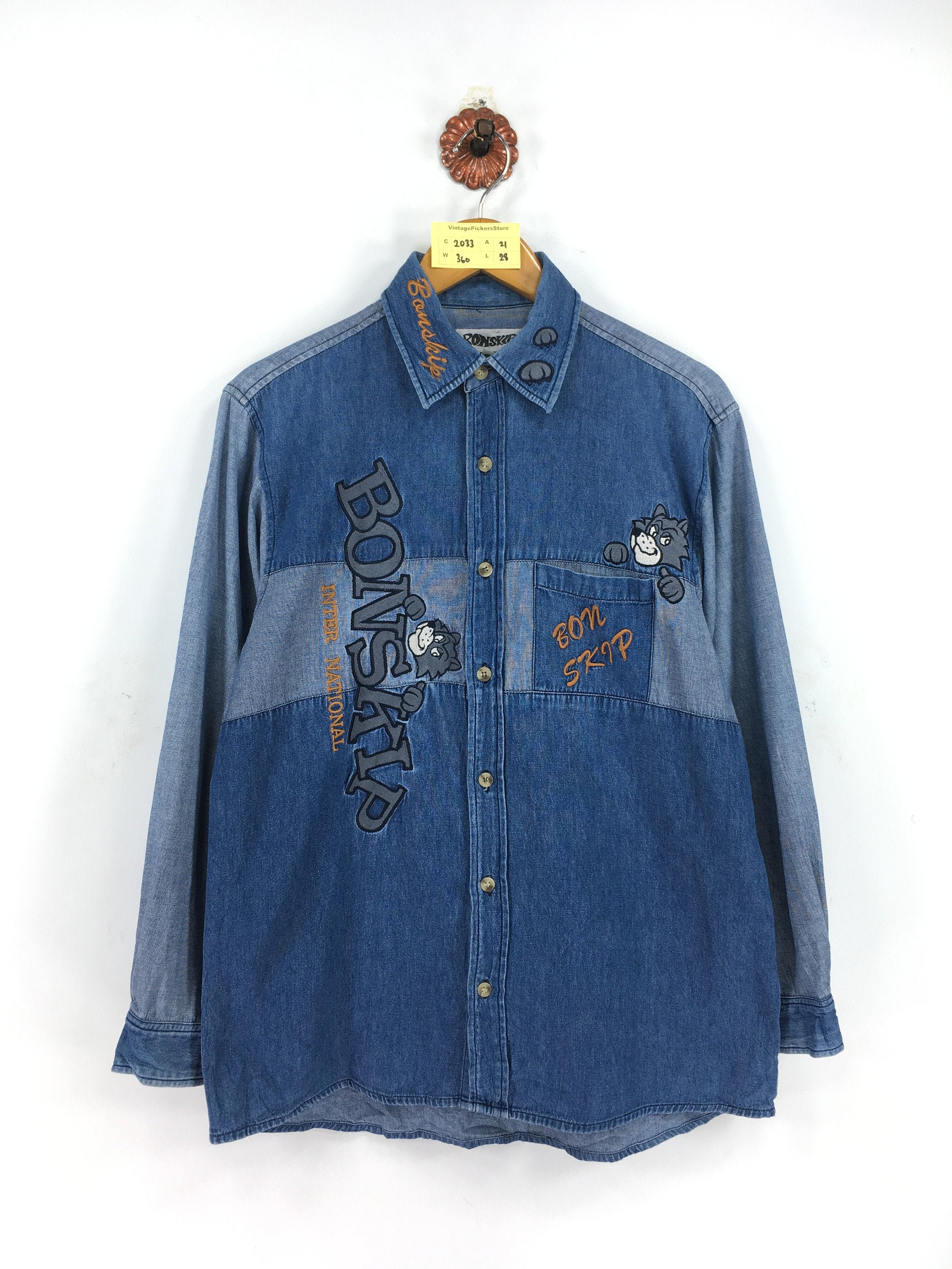 Vintage BONSKIP Denim Flannel Shirt 
