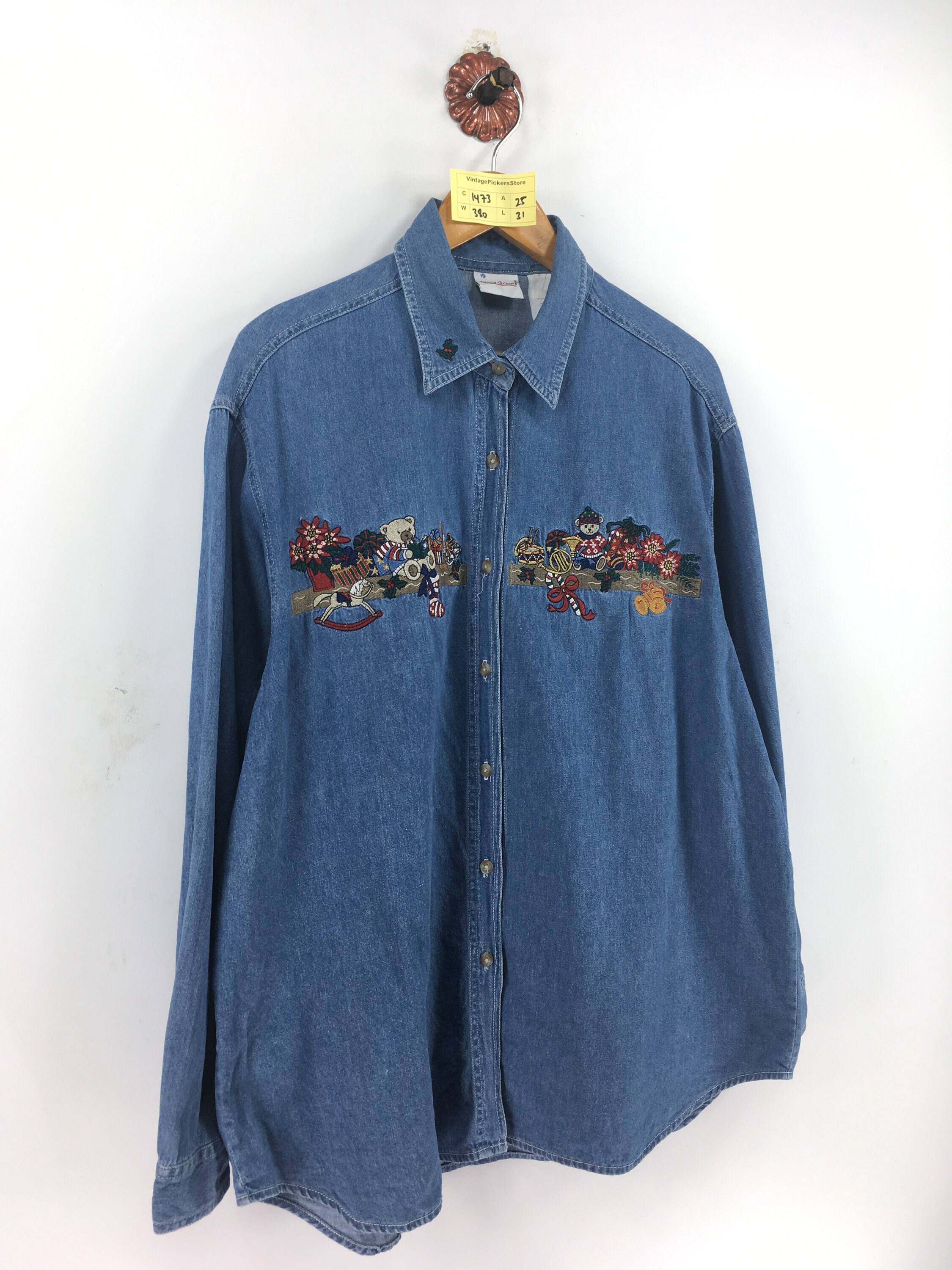 Vintage BOBBIE BROOKS Denim Shirt Women XLarge 90's Bobbie | Etsy