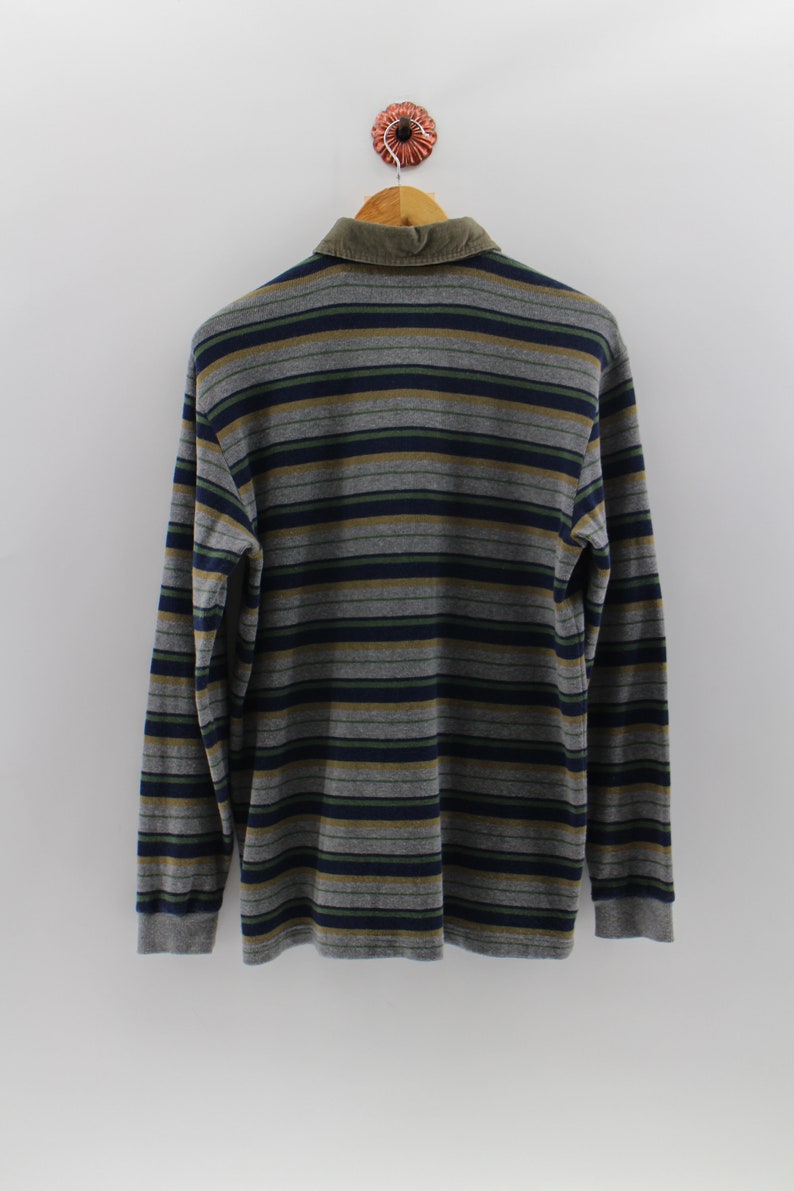 Vintage GOLDEN BEAR Polo Shirt Men Large 90/'s Golden Bear Single Pocket Long Sleeves Shirt Golden Bear Stripes Multicolor Shirt Men Size L