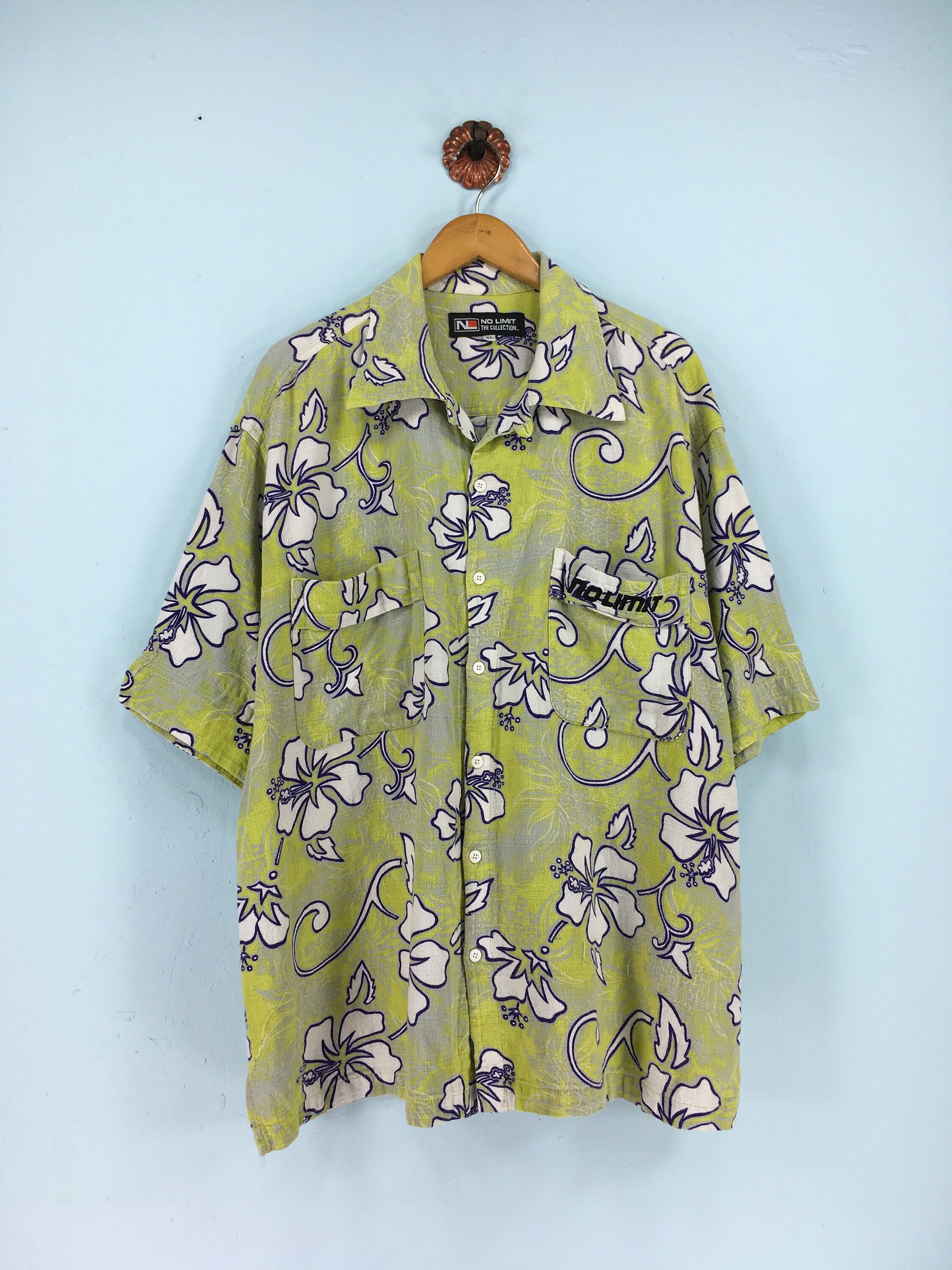 No Limit Hawaiian Cotton Shirt Mens Xlarge Vintage Hawaii Etsy