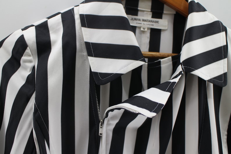 COMME DES GARCONS By Junya Watanabe Japanese Made Double Zipper Stripes Folded Top Junya Watanabe Cdg Executive Dress Size M
