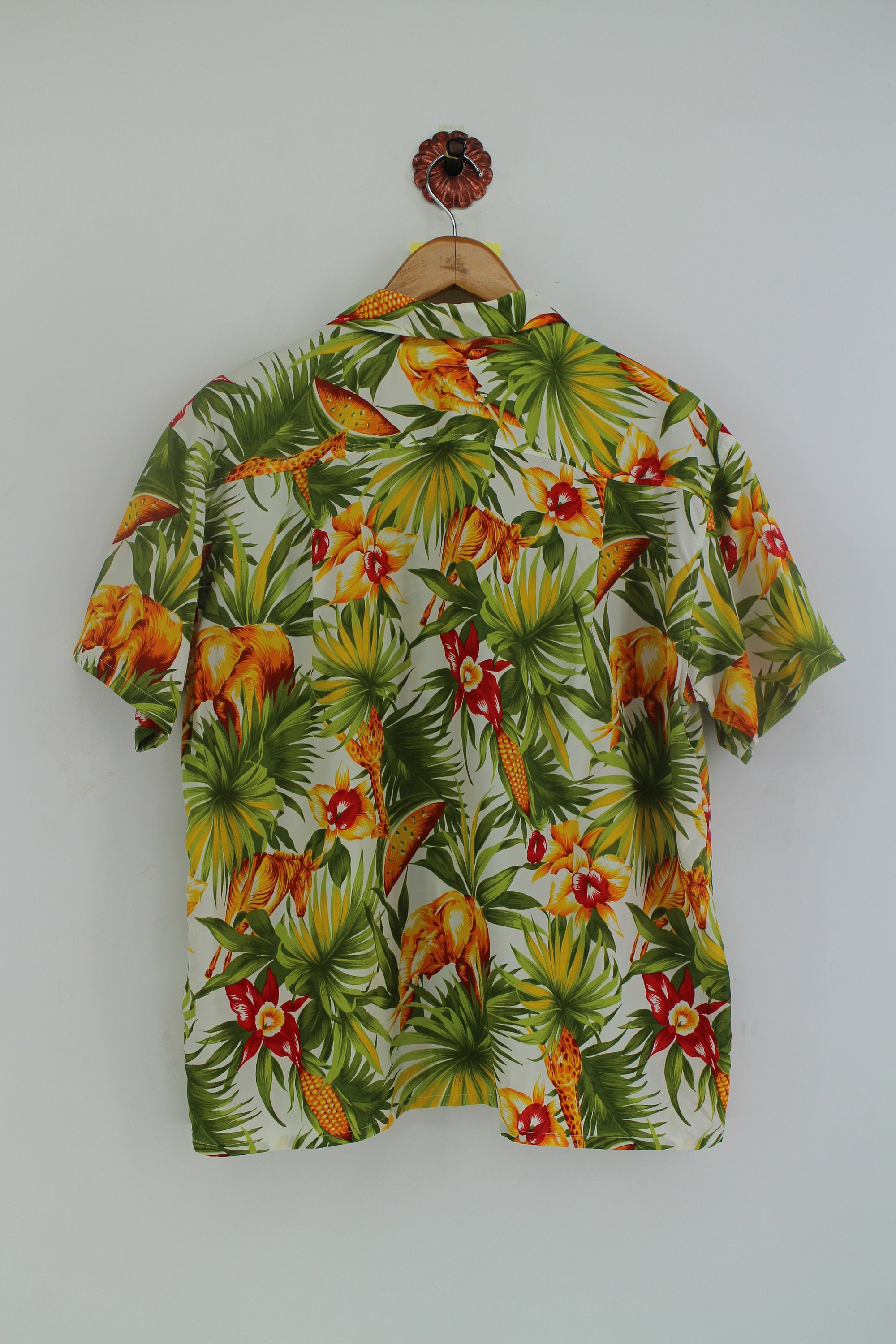 Vintage HAWAIIAN Animal Floral Polyester Shirt Medium 90s - Etsy