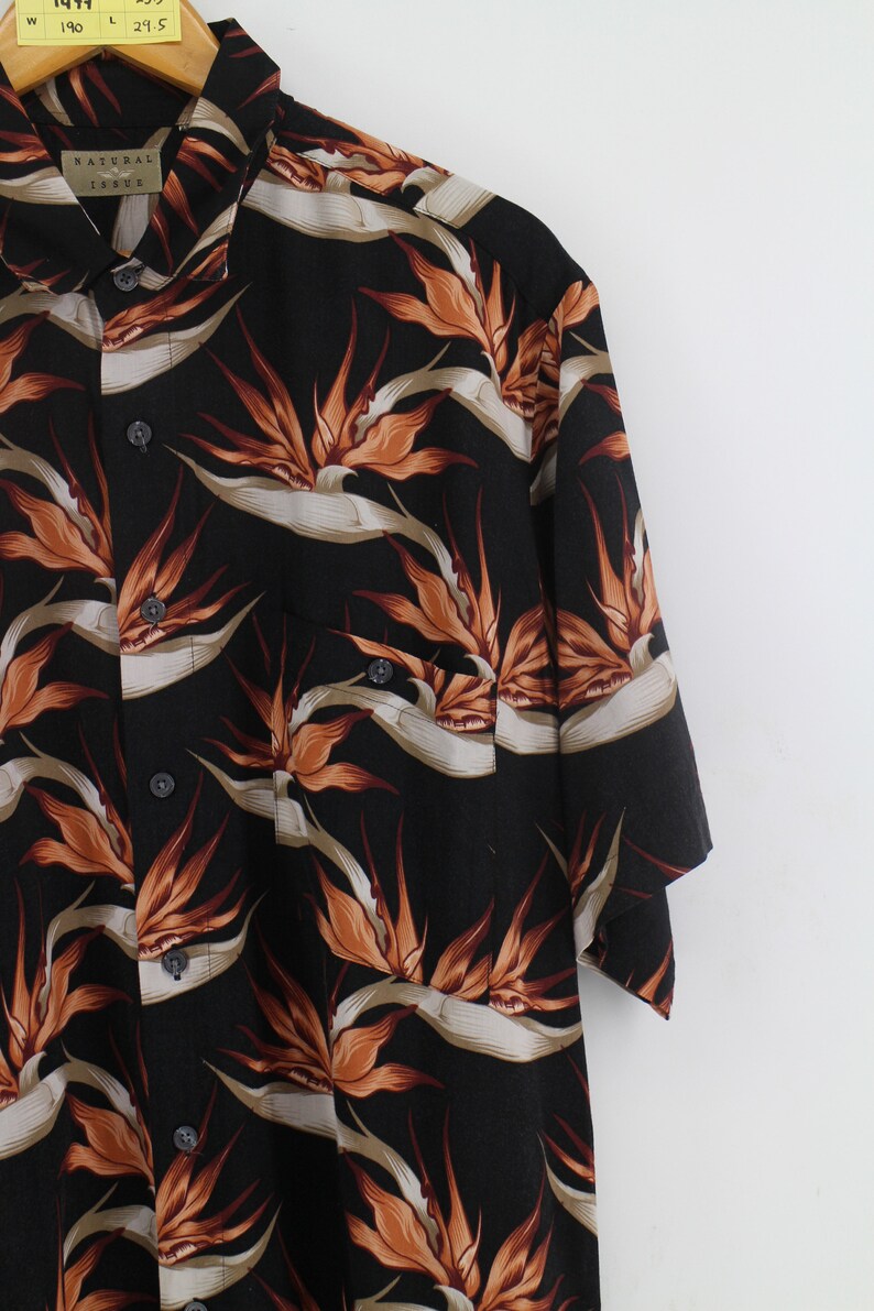 Vintage 90s HAWAIIAN Natural Issue Rayon Shirt Large Hawaii Floral Tropical Abstract Design Aloha Beach Summer Wear Buttondown Mens Size L