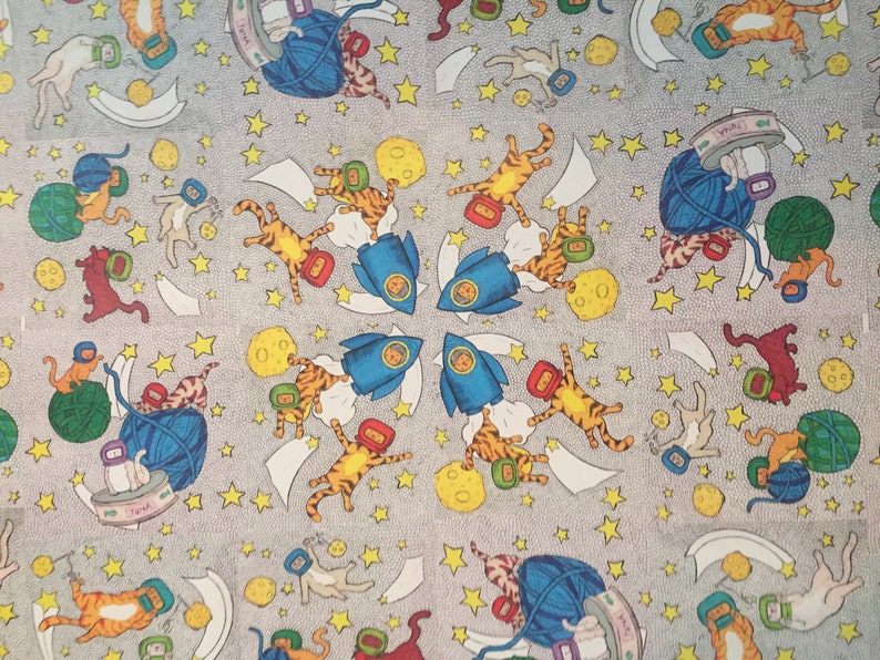 420mm x 594mm sheet Cats in Space wrapping paper x3