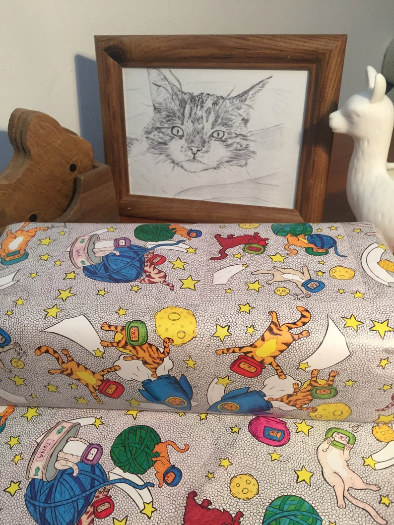420mm x 594mm sheet Cats in Space wrapping paper x3