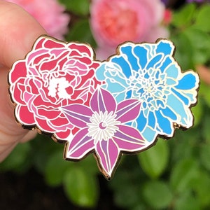 Bisexual Pride Posie Floral Enamel Lapel Pin Badge