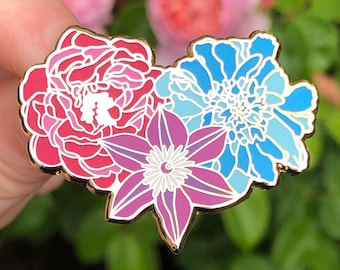 Bisexual Pride Posie Floral Enamel Lapel Pin Badge