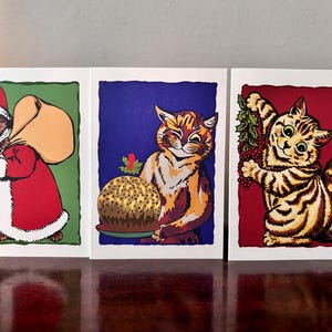Chats vintage, paquet de cartes de Noël Louis Wain. A7, 100 % recyclé