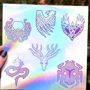 Feuille d'autocollants holographiques Dragon Age Veilguard Factions