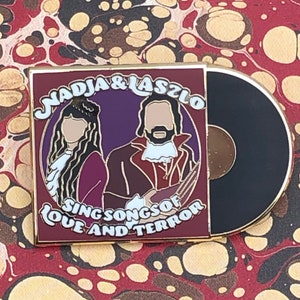 Nadja and Laszlo Songs of Love and Terror Vinyl What We Do In The Shadows Hard Enamel Lapel Pin Badge image 1