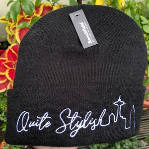 Quite Stylish, Embroidered Knitted Frasier Seattle Skyline Beanie