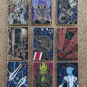Épinglettes en émail dur inspirées du tarot Mass Effect
