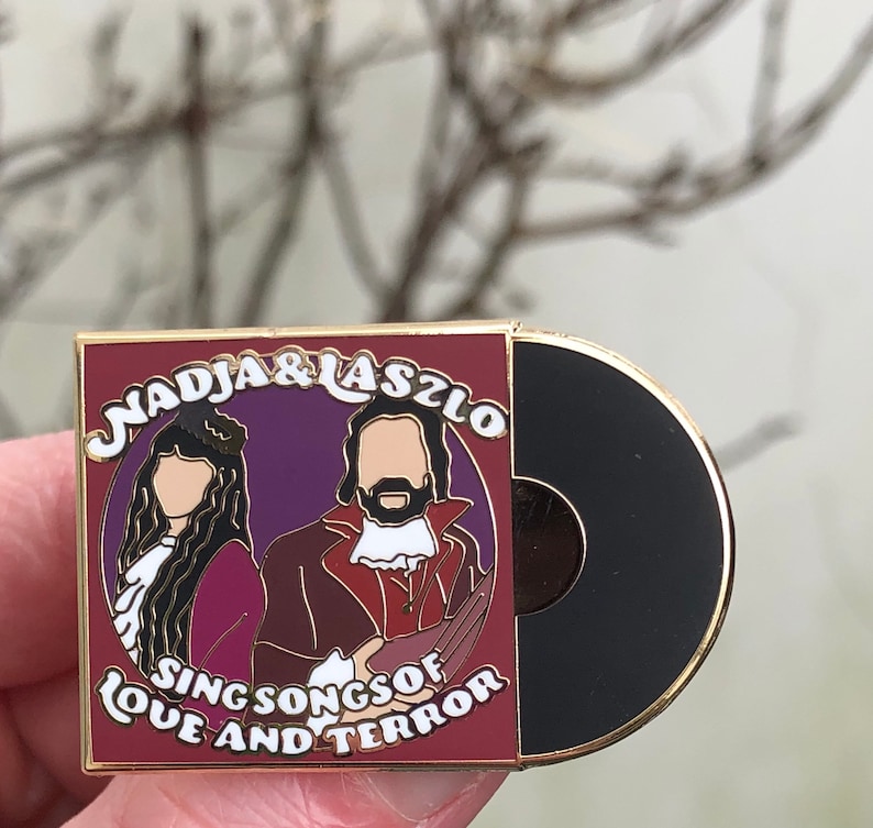 Nadja and Laszlo Songs of Love and Terror Vinyl What We Do In The Shadows Hard Enamel Lapel Pin Badge image 3