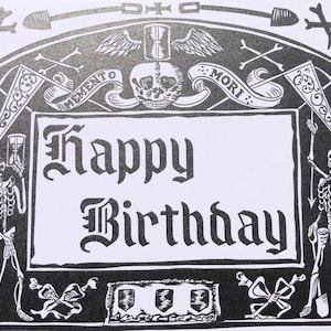 Biglietto di auguri di compleanno Memento Mori, biglietto di auguri vuoto riciclato