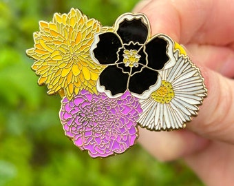 Pride Posies Nonbinary Pride Flag Hard Enamel Lapel Pin Badge