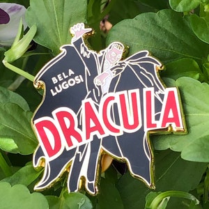 Dracula, affiche d'horreur vintage, épinglette Bela Lugosi en émail dur