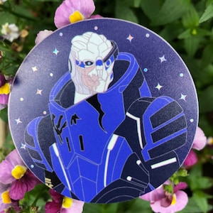 Garrus Vakarian Mass Effect Vinyl sticker with glittery stars