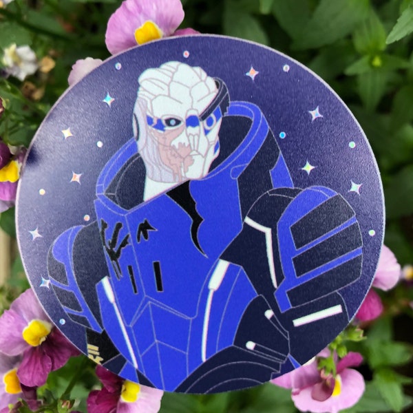 Garrus Vakarian Mass Effect Vinyl sticker with glittery stars