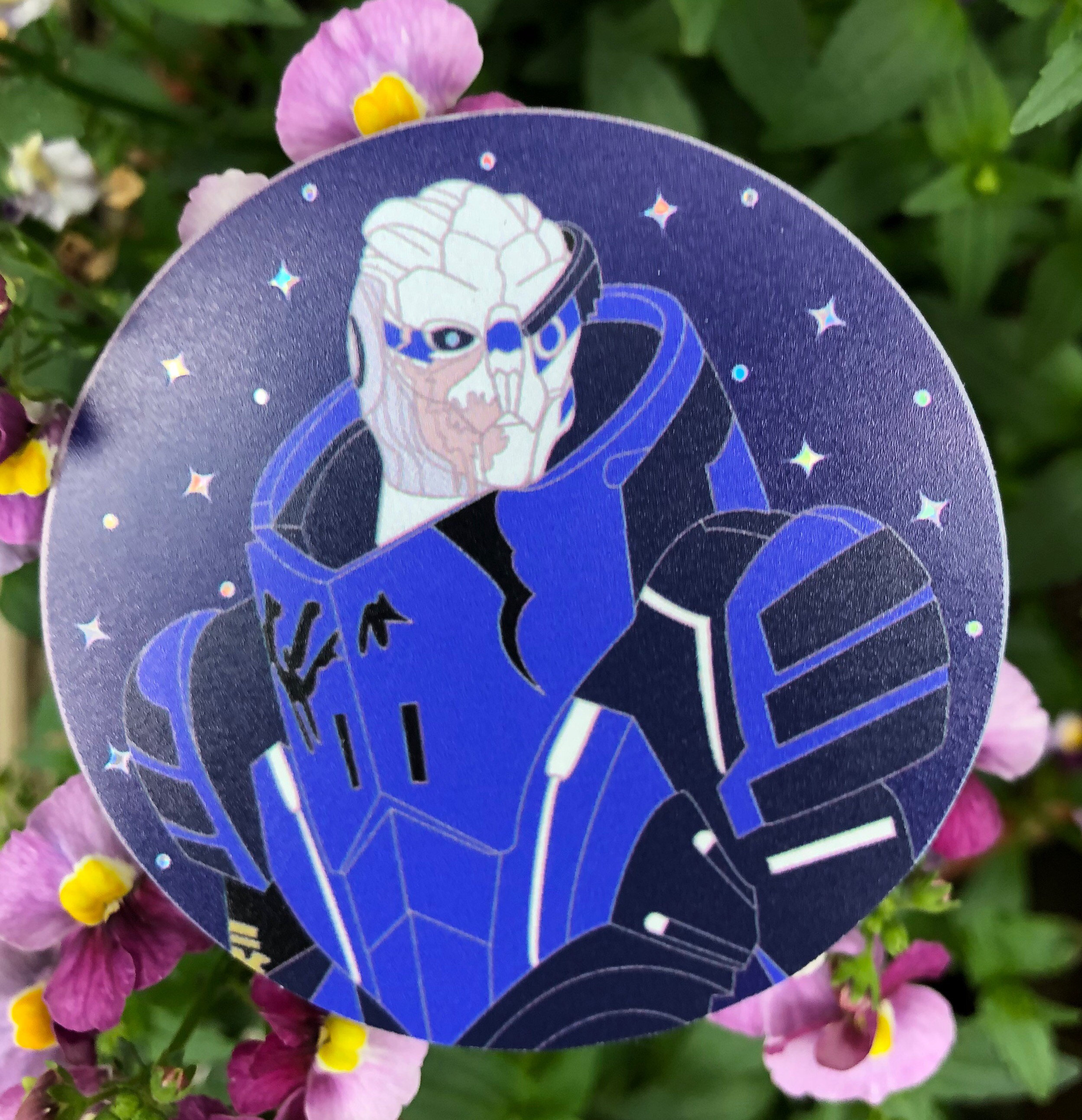 Garrus Vakarian Mass Effect Vinyl sticker with glittery stars