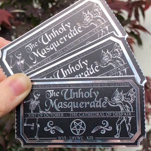 Unholy Masquerade ticket What we do in the shadows Silver Metallic Sticker