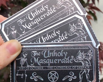 Unholy Masquerade ticket What we do in the shadows Silver Metallic Sticker