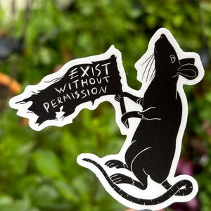 Bestaat zonder toestemming - vinylsticker rat