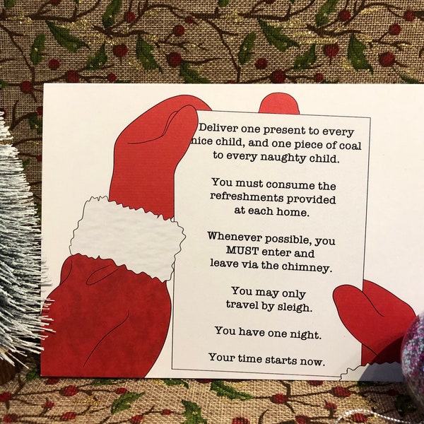 Taskmaster Santa Recycled Paper Christmas Card A5