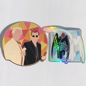 Angel and Demon stickers Holographic gold metallic Vinyl