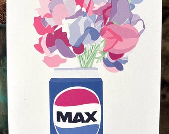Sweet peas in a diet cola can- 5x7 inches print - 100% recycled