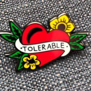 Tolerable - Classical Tattoo Heart Hard Enamel Lapel Pin Badge