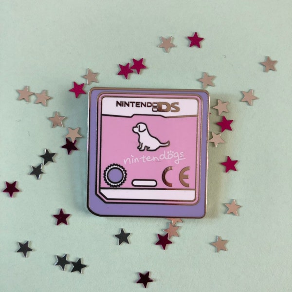 Op Nintendogs-gamecartridge geïnspireerde hard email revers speld badge