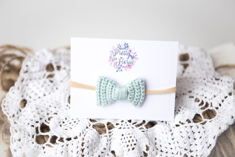 Crochet bows with a soft nylon headband