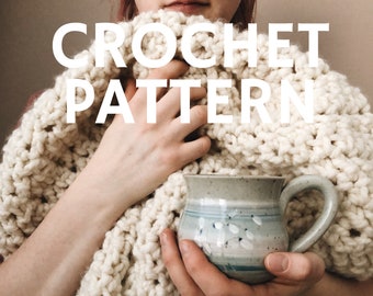 Chunky Textured Blanket CROCHET PATTERN // Herringbone Crochet Afghan Pattern // The Athabasca Throw