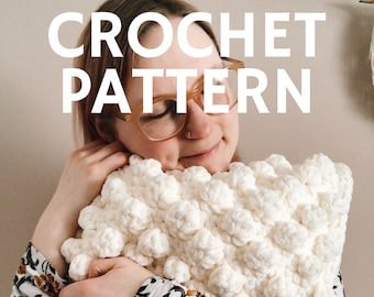 Chunky Bobble Crochet Pillow Pattern // Modern Crochet Pillow Cover PDF Pattern 14 x 14 // Arnica Bobble Pillow