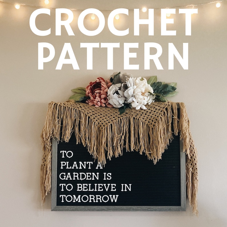 CROCHET PATTERN Fresh Fringe Banner Boho Tassel Wall Hanging Easy Boho Macrame /& Crochet