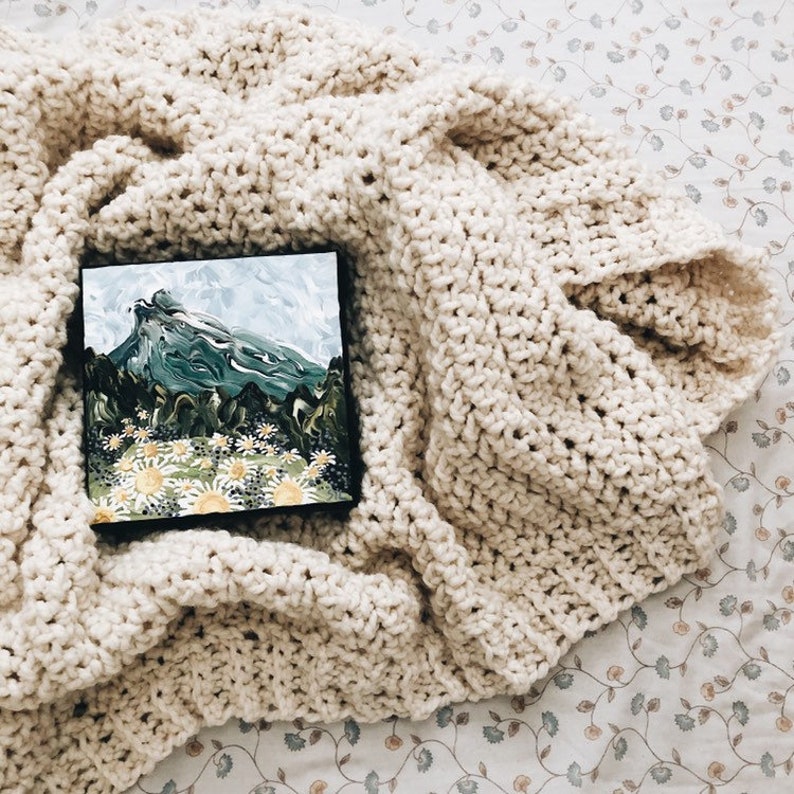 Chunky Textured Blanket CROCHET PATTERN // Herringbone Crochet Afghan Pattern // The Athabasca Throw image 2