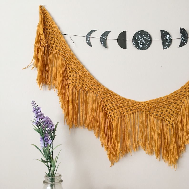 CROCHET PATTERN Fresh Fringe Banner Boho Tassel Wall Hanging Easy Boho Macrame /& Crochet