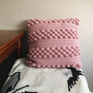 Modern Boho Crochet Pillow Cover Pattern // Crochet Throw Pillow PDF Pattern 18 x 18 // Bow Valley Bobble Pillow image 3