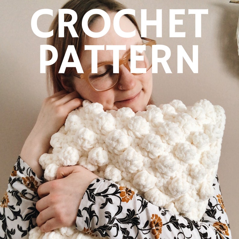 Chunky Bobble Crochet Pillow Pattern // Modern Crochet Pillow Cover PDF Pattern 14 x 14 // Arnica Bobble Pillow image 1