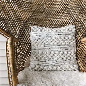 Modern Boho Crochet Pillow Cover Pattern // Crochet Throw Pillow PDF Pattern 18 x 18 // Bow Valley Bobble Pillow image 4
