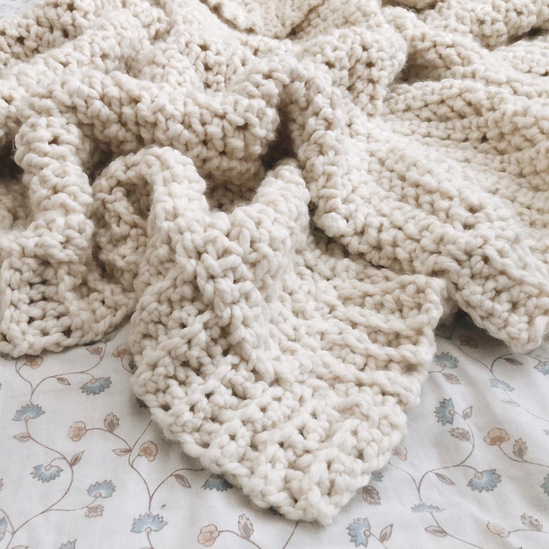 Chunky Textured Blanket CROCHET PATTERN // Herringbone Crochet Afghan Pattern // The Athabasca Throw image 3