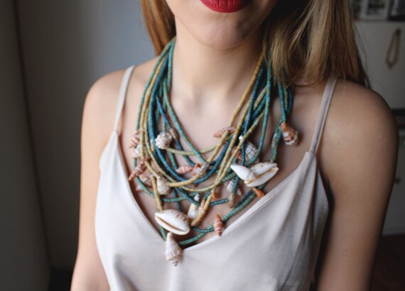 Shell Necklace, Vintage Necklace, Statement Neckla