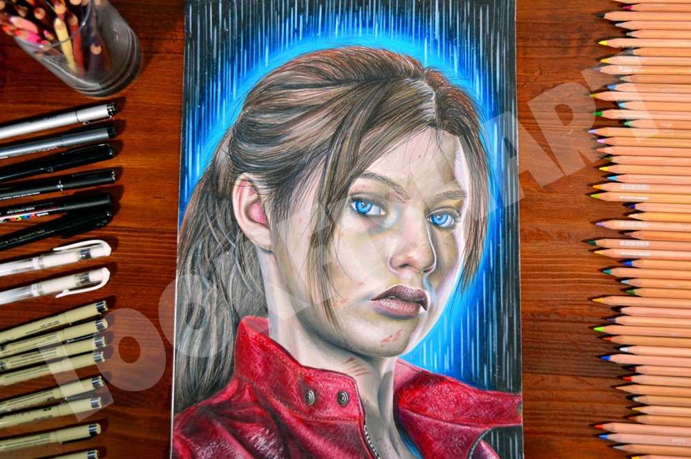 Claire Redfield Portrait Quality Print From Resident Evil 2 Etsy